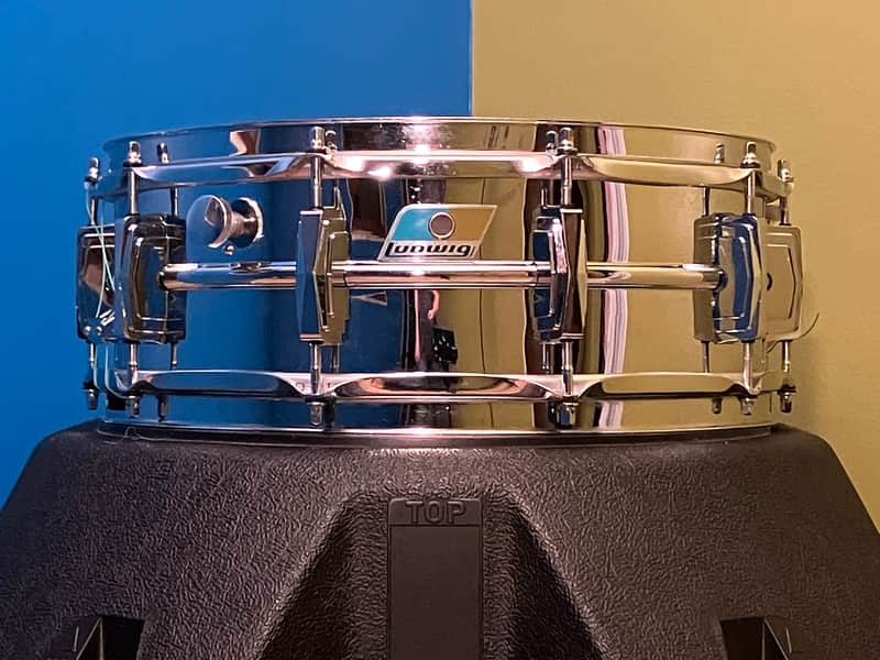 Ludwig, 1970, BO1 “Cut Badge”, Chrome Over Brass, 5” x 14” Snare Drum image 1