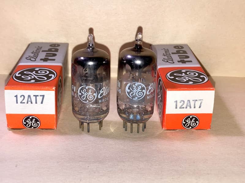GE 12AT7 ECC81 Tubes, Matched Pair, Tested, NOS/NIB, 1961 and 1962 Date Codes image 1
