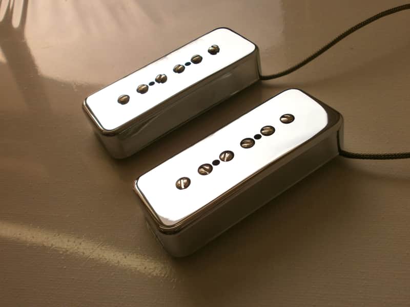 SOAP BAR P90 Pickups SET METAL CHROME PLATED Nickel Silver Cover Vintage  Gibson Epiphone Custom Shop Q image 1