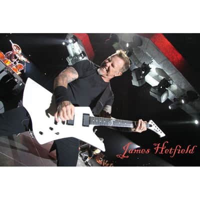 ESP LTD James Hetfield Signature Snakebyte Guitar w/ EMG JH Set Pickups & Hardshell Case - Black Satin image 7