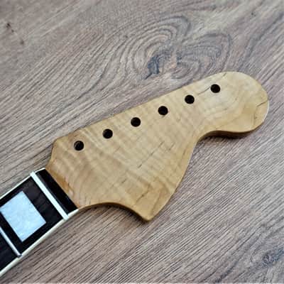 Jazzmaster Rosewood and Roasted Flame Maple Guitar Neck Gloss 21 Fret Jumbo with Pearl Inlays image 11