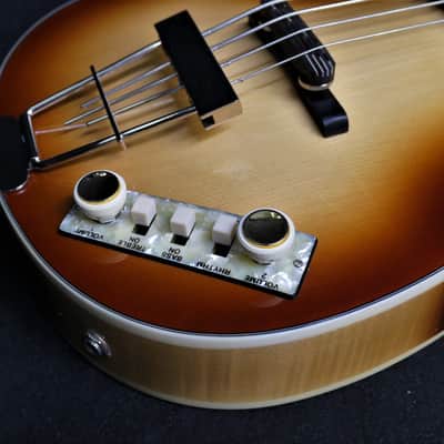 Hofner HCT-500/1-CV Cavern McCartney Revolution Look Custom Beatle Bass Tea Cups, RUGBY BALL TUNER BUTTONS & LaBella 760FHB2 Flats image 11