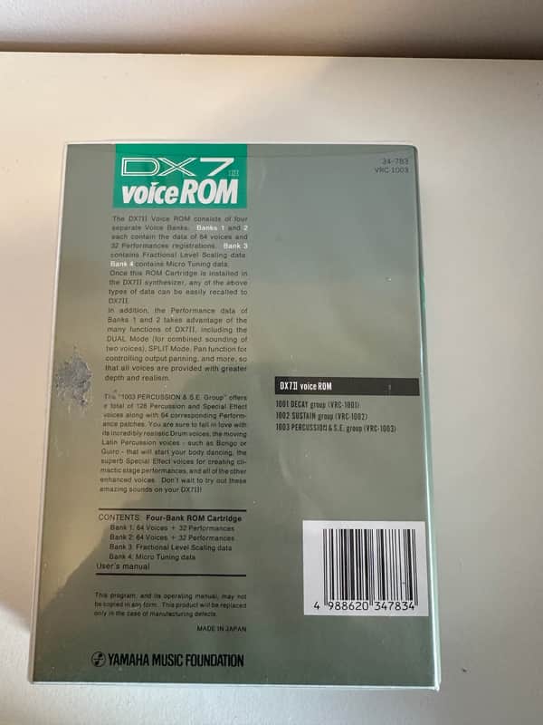 Yamaha DX7 II Voice ROM VRC-1003 – Percussion & S.E. Group