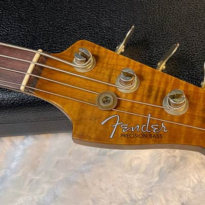 NEW! Fender Artisan Flame Maple Top Precision Bass Relic - Custom Shop - Aged Cherry Sunburst - Absolutely Beautiful - Flamed Roasted Maple Neck - Authorized Dealer - 9.3lbs - G06781 image 7