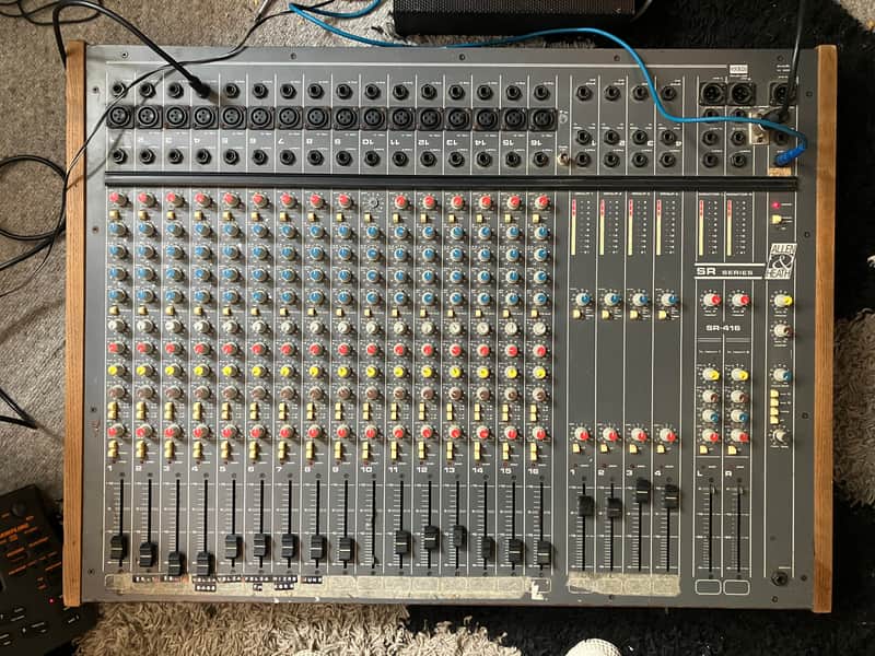 read description: rare Allen & Heath SR Series 416, multitrack, 4 Groups, vintage analog console, late 1980s, Wooden Panels, EQ, Effect Sends Buses image 1