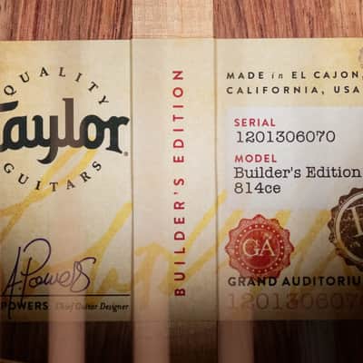 Taylor Next Generation Builder's Edition 814ce Grand Auditorium Acoustic/Electric Guitar - Adirondack/Honduran Rosewood with Hardshell Case - Factory Demo image 16
