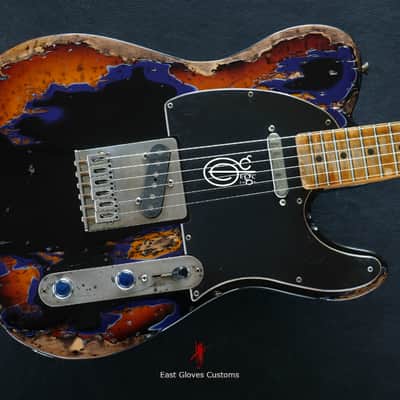 Fender Telecaster Midnight Blue/Sunburst Heavy Aged Relic by East Gloves Customs image 10