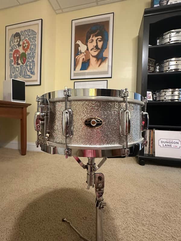 Slingerland 5x14 8 Lug Snare Drum October 1961 - Peacock Sparkle