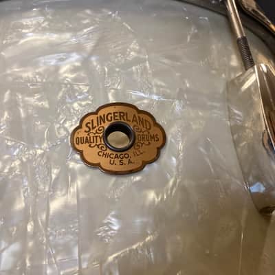 Slingerland - 8x14" Radio King 1940s-50s, 3 Ply, Deep Concert / Dance Model Snare Drum - Marine Pearl/Nickel STUNNING!! image 7