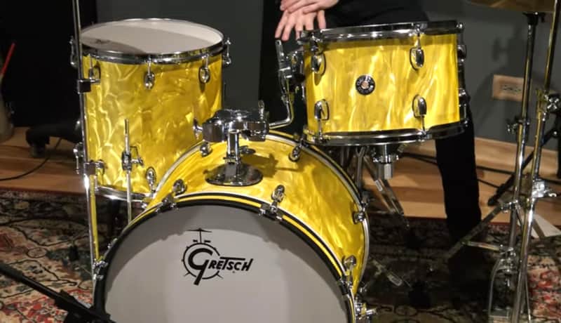 Gretsch Catalina Club 4 Piece Shell Pack (18/12/14/14SN) Yellow Satin Flame image 1