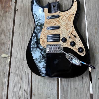 N/A Brand unbranded loaded fender squier Stratocaster Strat body project - Rail pickups Black image 6