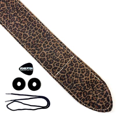 Leopard Premium Leather Guitar Strap- Black Brown Leather Guitar Strap -100% Leather Guitar Strap-Acoustic, Electric Bass Guitars image 3
