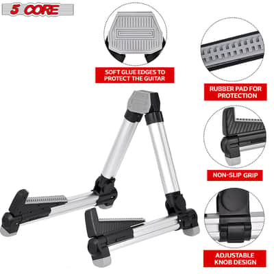 5 Core Guitar Stand Adjustable A Frame Shape w Rubber Pad Arms Supports Acoustic Electric Bass image 2