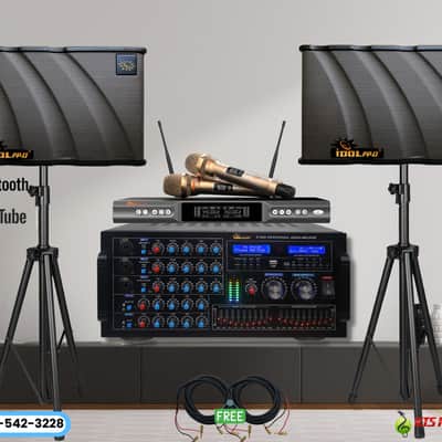 IDOLpro 6000W Bluetooth Mixing Amplifier Plus 1000W Speakers & Wireless Microphones Karaoke System image 1