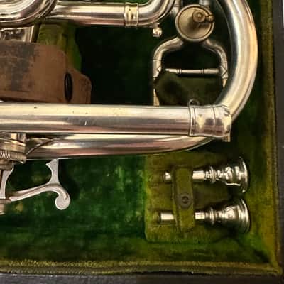 Circa 1920 Brua C. Keefer Silver-Plated Bb/A Rotary-Change Cornet with Case & Slides image 4
