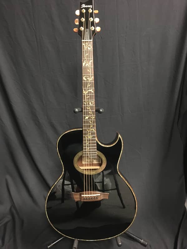 Ibanez EP10-BP Euphoria Steve Vai Signature Solid Spuce/Mahogany Acoustic/Electric Guitar Pearl Black image 1