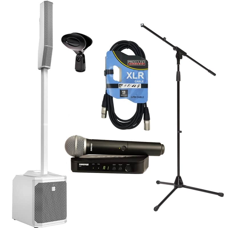 Electro-Voice EVOLVE 30M White - BLX24/PG58 Wireless Mic - Mic Stand - Mic Clip - XLR Cable image 1