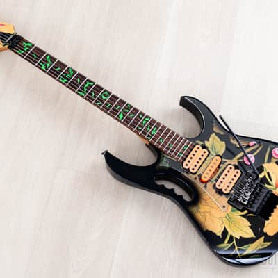 1997 Ibanez JEM77-FP Steve Vai Signature Vintage Guitar Black Floral Pattern image 12