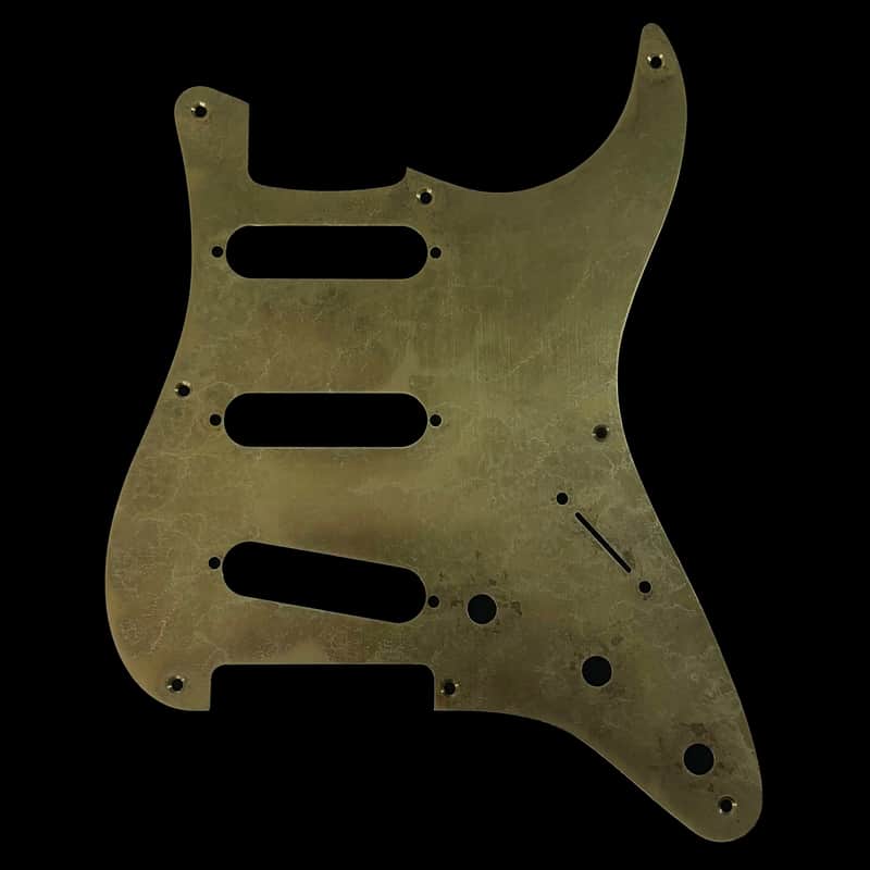 Made-to-Order - Aged Brass - 8-hole SSS 50s Stratocaster Pickguard Scratchplate Set for Fender - Hand-finished image 1