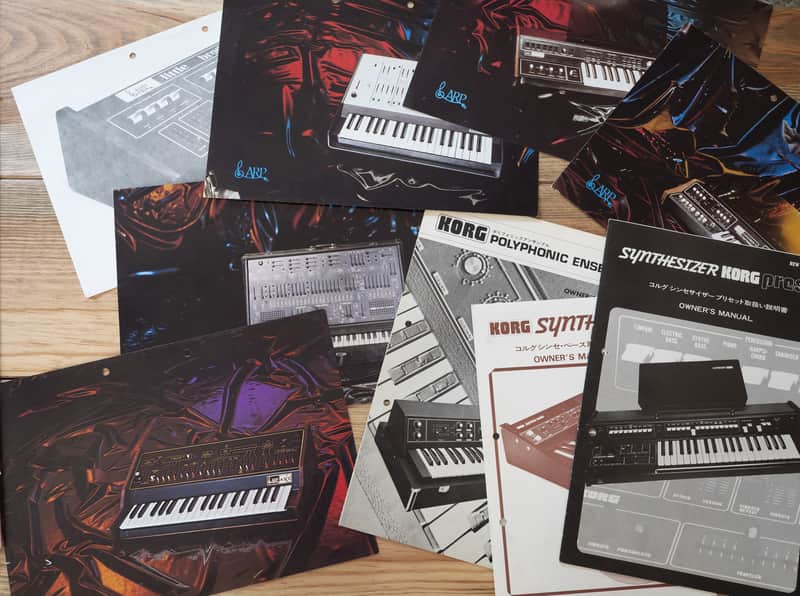 Lot: 6x A4 ARP adverts + 3x KORG Owner's manuals image 1