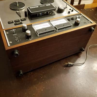 Teac A-4010SL 4-head R2R Auto-Reverse 2-track 1/4" 7" reel to reel recorder tape deck player 1970s - stained wood and stainless steel image 16