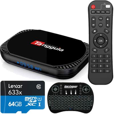 Tanggula X5 Android 11 IPTV Box with Remote, 128GB Bundle with 64GB Memory Card image 1