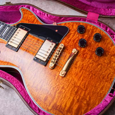 GIBSON USA Custom Shop Les Paul Custom 3A Quilt Top "Trans Amber + Ebony" (2017) image 2