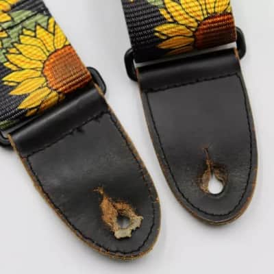 Levy's Vintage Guitar Strap Sun Flower ~Yellow~ Leather End Guitar Strap image 8