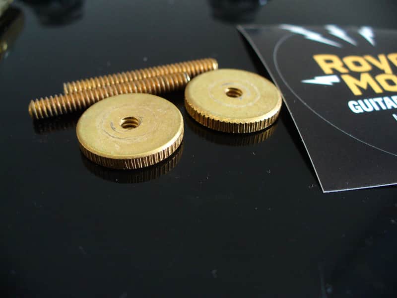 Gibson AGED soft brass 50 thumbwheels + posts for vintage ABR-1 bridge Les Paul Royal Mount 2025 - Gold image 1