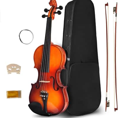 4/4 Violin For Beginners, Full Size Fiddle Set For Student, Solidwood Ebony Fitted Starter Violins Kit with Hard Case, Rosin, Bow, Stringed Musical Instruments image 1