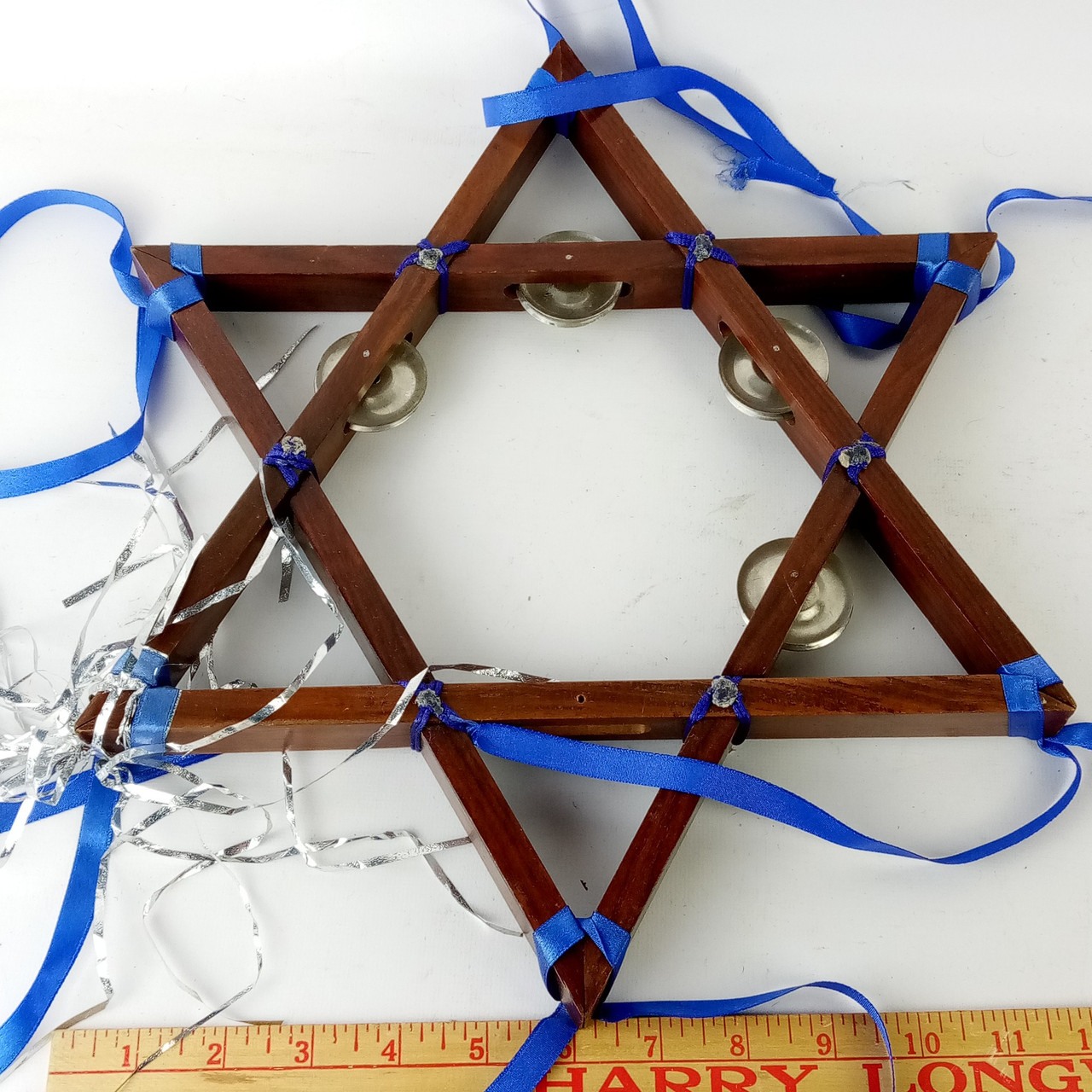 Star Of David Tambourine 6-Pointed Praise Instrument Jewish Israel Judaism 14"x1 — main photograph
