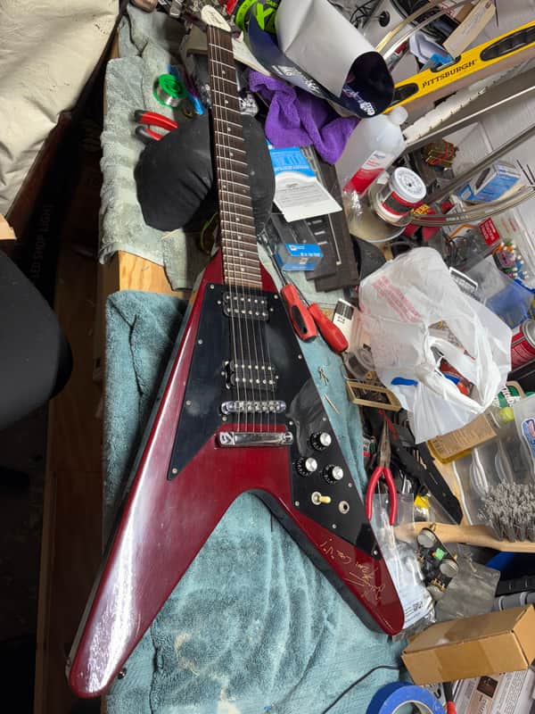 1991 Gibson Flying V scalloped fretboard signed by Yngwie Malmsteen