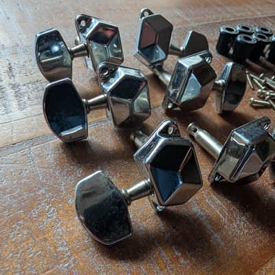 JinHo 3+3 Vintage Guitar Tuning Pegs Chrome Full Set image 6