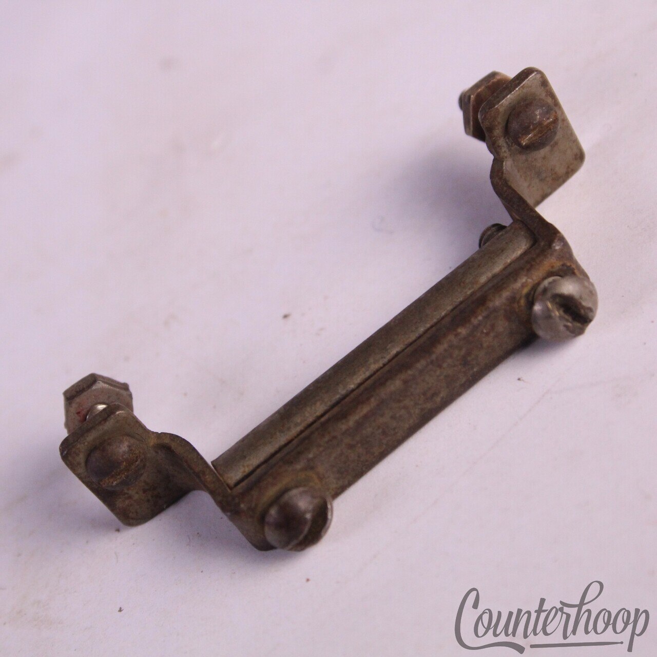 Leedy Snare Drum Butt Plate 1 7/8" Nickel Vintage 20s-30s Half-Circle Clamp-Bar — main photograph