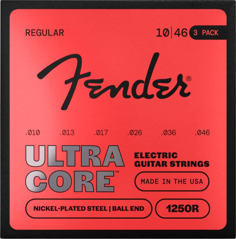 Fender 1250R UltraCore Nickel Plated Steel Ball End Electric Guitar Strings - Regular 3-Pack (10 - 46) image 1