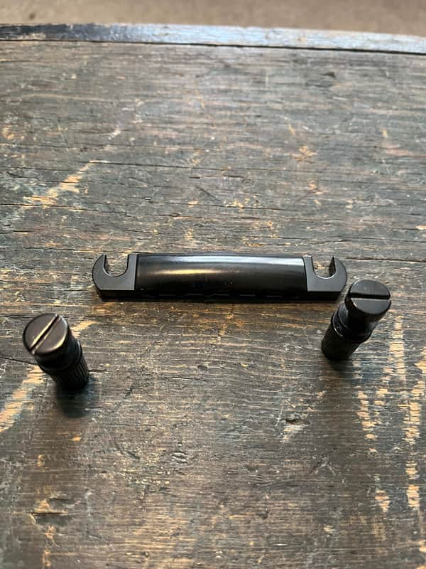 unknown Stop Tailpiece w Studs and anchors recent - Black image 1