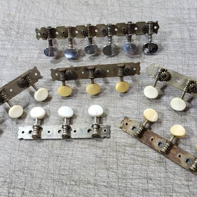 Pile of Vintage RARE 1960's Teisco Kay Japan 5 3x3 plates and One 6 on a plate Guitar Tuners Luthier Parts #4 image 1