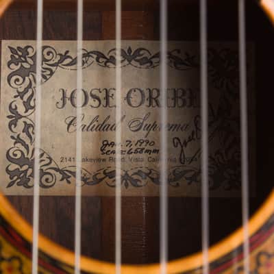 Jose Oribe  Calidad Suprema Model Classical Guitar (1990), original black hard shell case. image 11
