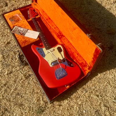 Vintage Matching Headstock Pre CBS Fender Jaguar 1964 - Fiesta Red image 21