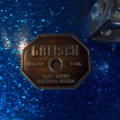 Vintage 1970's Gretsch 3 Piece Drum Kit - The One Nighter in Blue Sparkle image 3