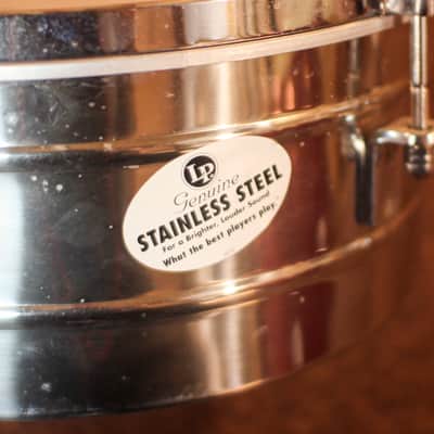 Used LP 14" Tito Puente Signature Rectangle Badge Stainless Steel Timbale image 6