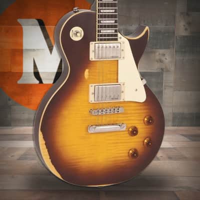 Vintage V100 ICON Electric Guitar ~ Distressed Tobacco Sunburst (V100MRTSB) image 1