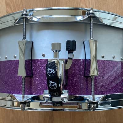 Pork Pie 6.5x14 Aluminum/Ash Hybrid snare drum - Purple Sparkle image 2