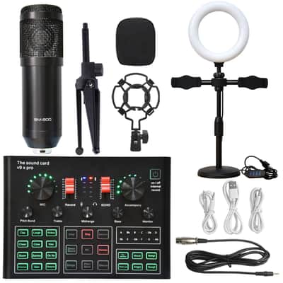 V8s Sound Card Suit Mobile Phone Sound Card Microphone Microphone Bracket Fill Light Sound Card Full Set Of Equipment image 2