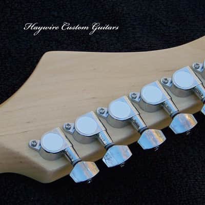 Maple/Ebony Right Hand standard 25-1/2" scale GUITAR NECK with Tuners 22 Fret Fender Tele and Strat Compatible Neck+ New Satin Nitro Finish with Frets Leveled, Crowned and Polished Frets and Includes Custom 1.65" Nut Perfectly Cut for Low Action! image 6