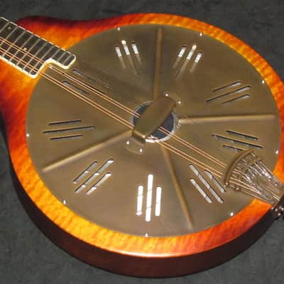 National Reso-Phonic RM1 Mandolin 2025 Walnut Back Figured Maple Top Antique Brass Parts - IN STOCK NOW! image 6