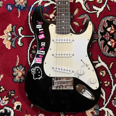 Squier Hello Kitty Mini Stratocaster Black Limited Model w/Original box image 2