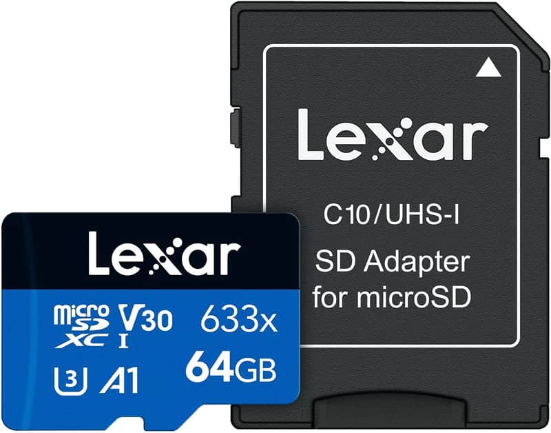 Lexar High-Performance 633x 64GB microSDXC UHS-I Card w/ SD Adapter, Up To 100MB/s Read, for Smartphones, Tablets, and Action Cameras (LSDMI64GBBNL633A) image 1