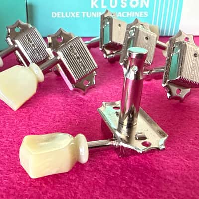 Kluson Single line 3 + 3 Guitar tuners for Gibson ®️ Guitars - Nickel - Single ring vintage tulip image 4