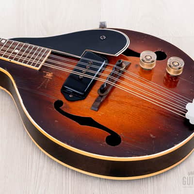 1948 Gibson EM-150 Vintage A-Style Electric Mandolin Sunburst w/ P-90, Case image 10